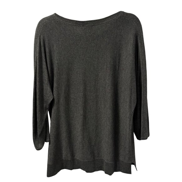 Chicos Womens Lightweight Gray Sweater Size M Rayon/Nylon/Cashmere Blend - Picture 11 of 12